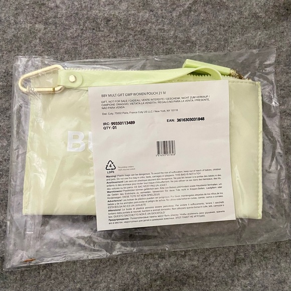 🆕 Burberry Cosmetic Pouch Converted Shoulder Bag with Wristlet Lime Green - Picture 10 of 13